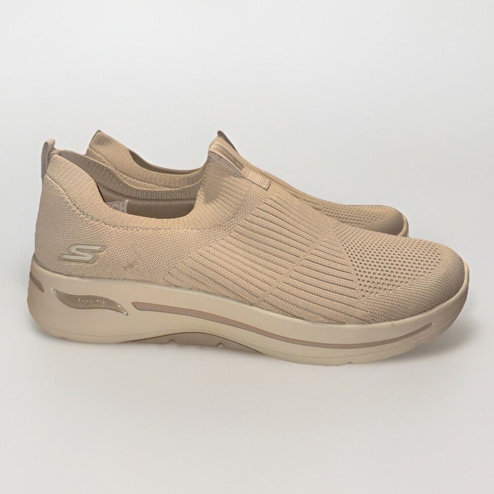 Skechers Women's Sz 10 GOWALK Arch Fit Iconic Slip On Shoes TAUPE #124409 *Read